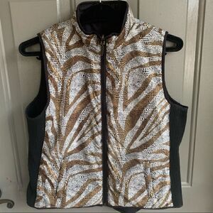 Black and Animal Print Reversible Puffer Vest size M